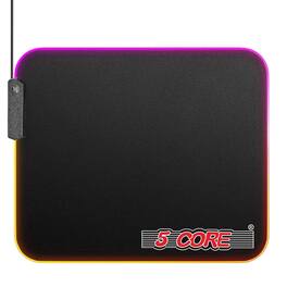 5 CORE - 5Core Gaming Mouse Pad RGB 12 Light Modes 2 Zone Desk Mouse Mat w Rubber Base - Black