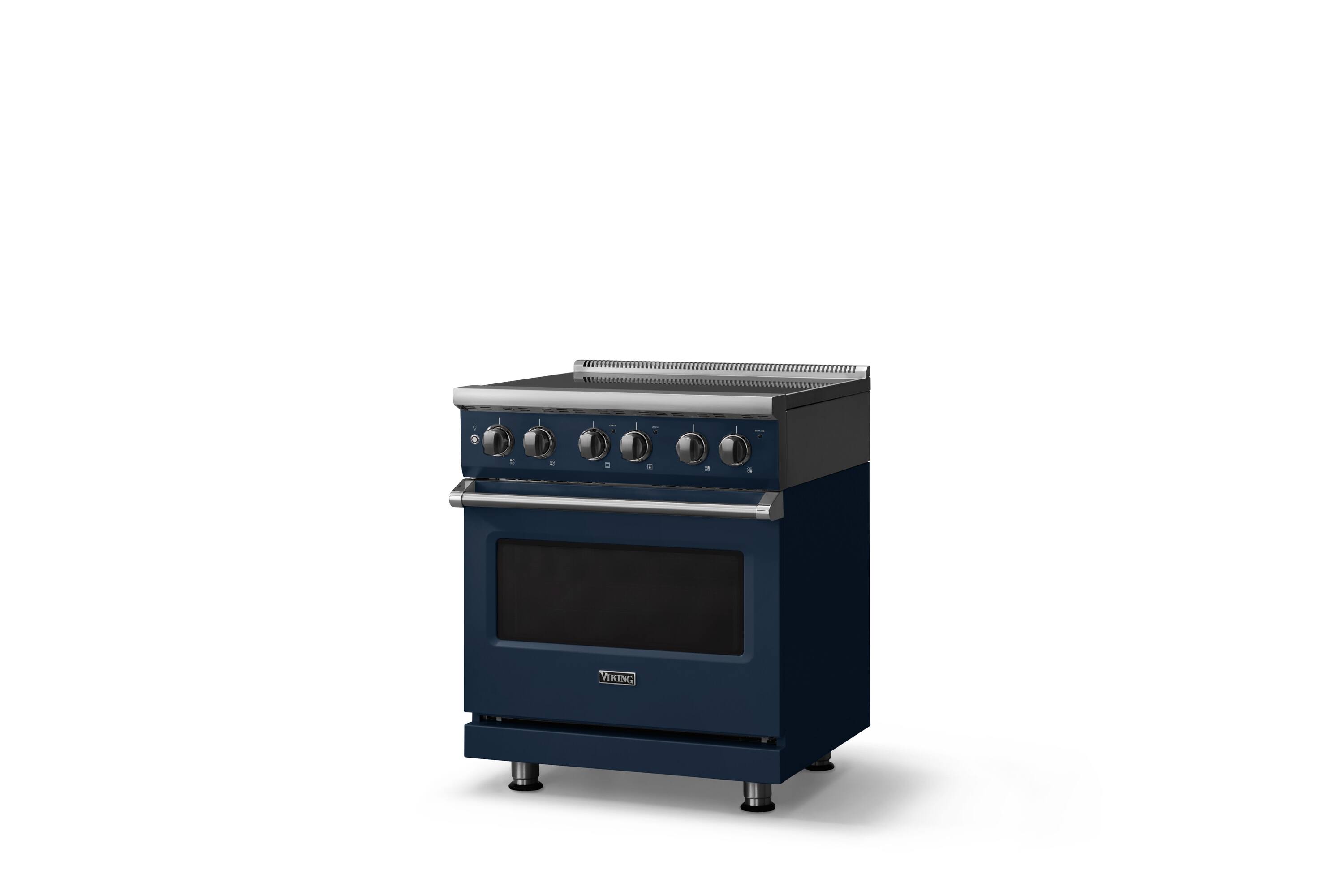 Angle. Viking - 30 in. Wide 4 Elements Pro 5 Series 4.7 Cu. Ft. Freestanding Electric Convection Range - Slate Blue - Slate Blue.