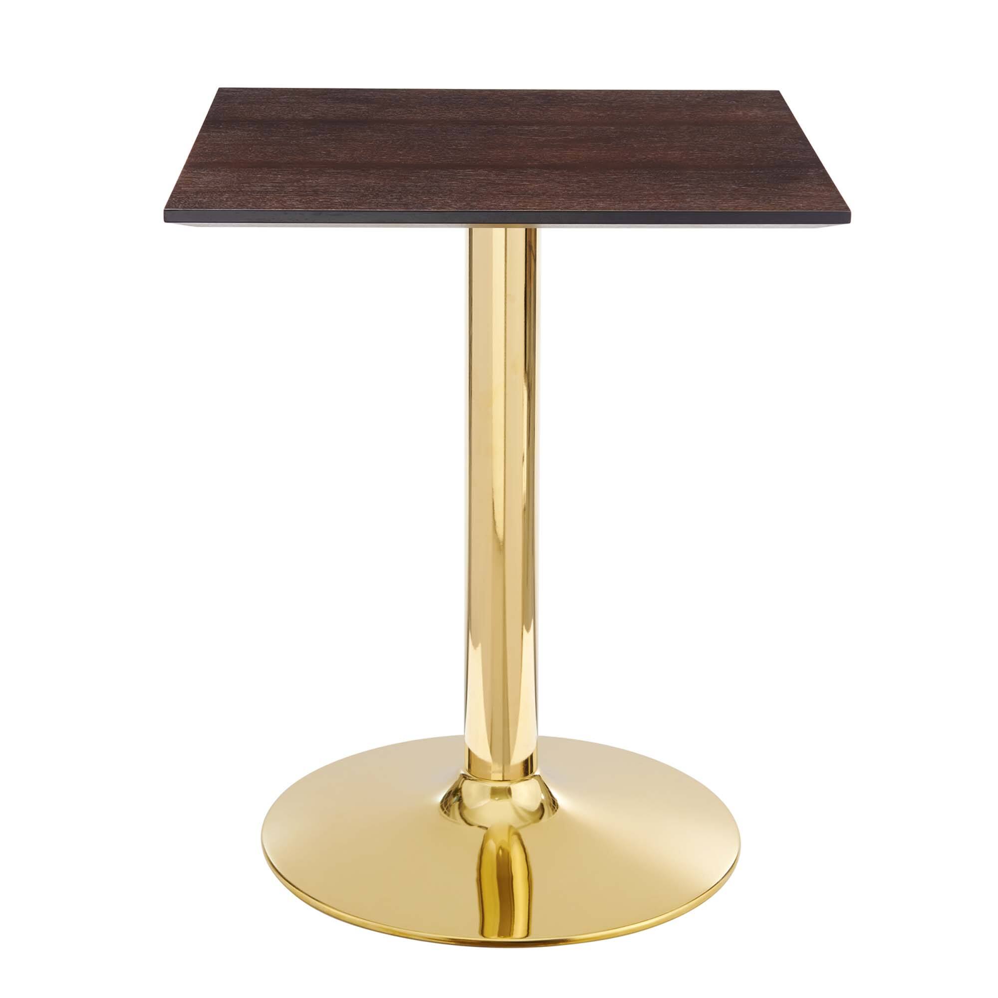 Angle. Modway - Verne 24" Square Dining Table by Modway - Gold Cherry Walnut.