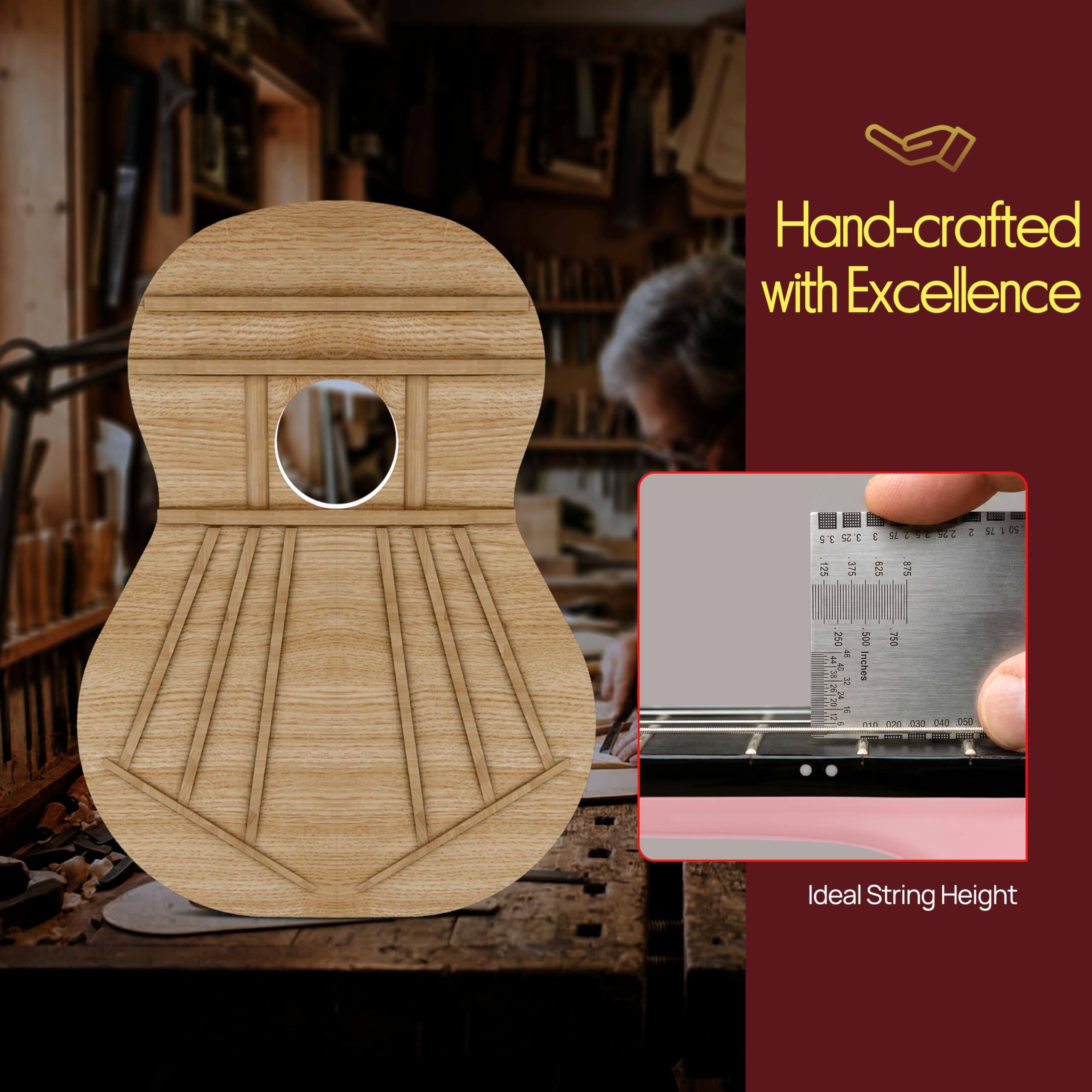 Hand-crafted with Excellence

1.5 SE E C i RE 10 di 378 9 a 390 F 34 d d 500 750 inches C.d 5 m0 CAS end

Ideal String Height