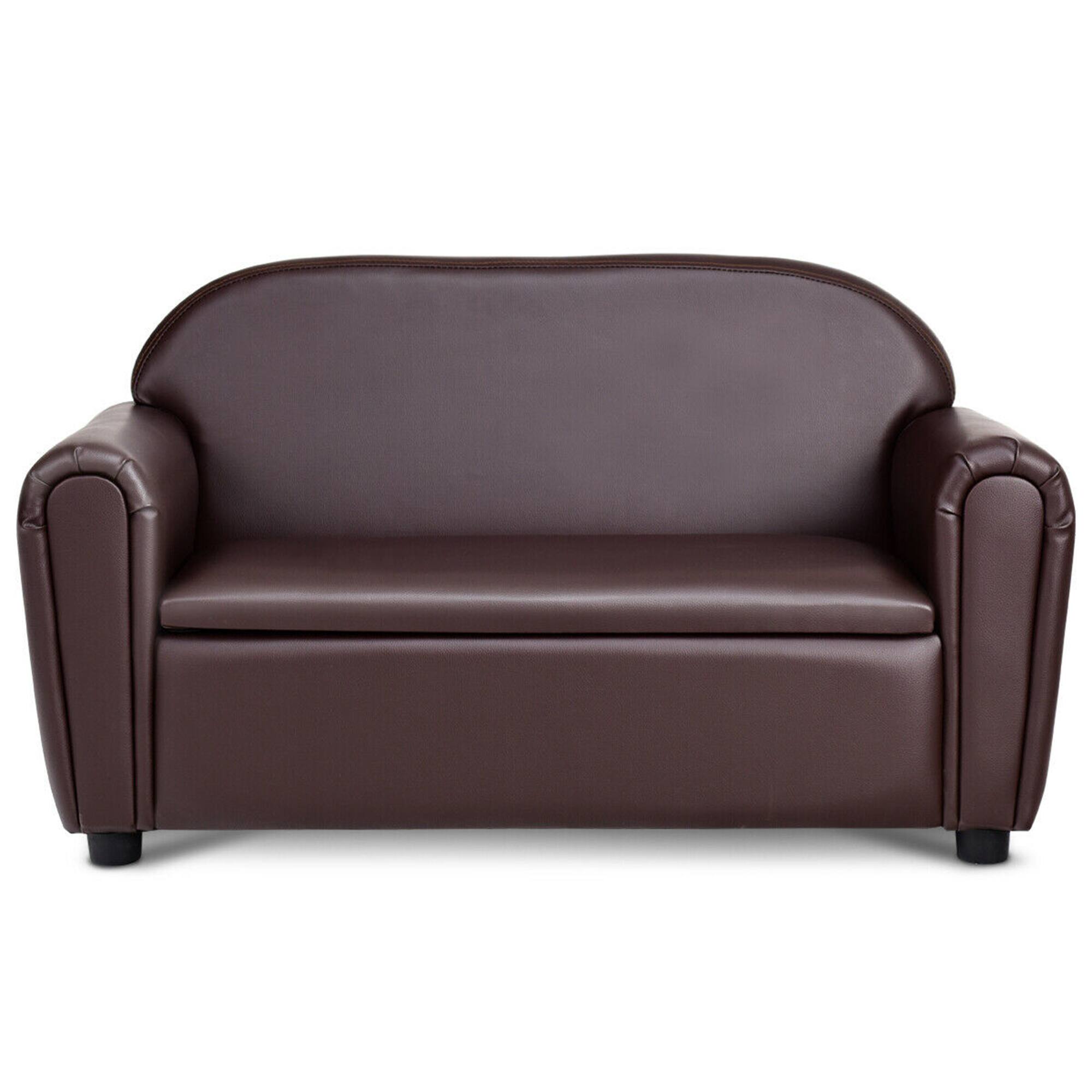 Alt View 8. Gymax - Gymax Kids Sofa Armrest Chair Lounge Couch Wood Construction Storage Box Living Room - Brown.