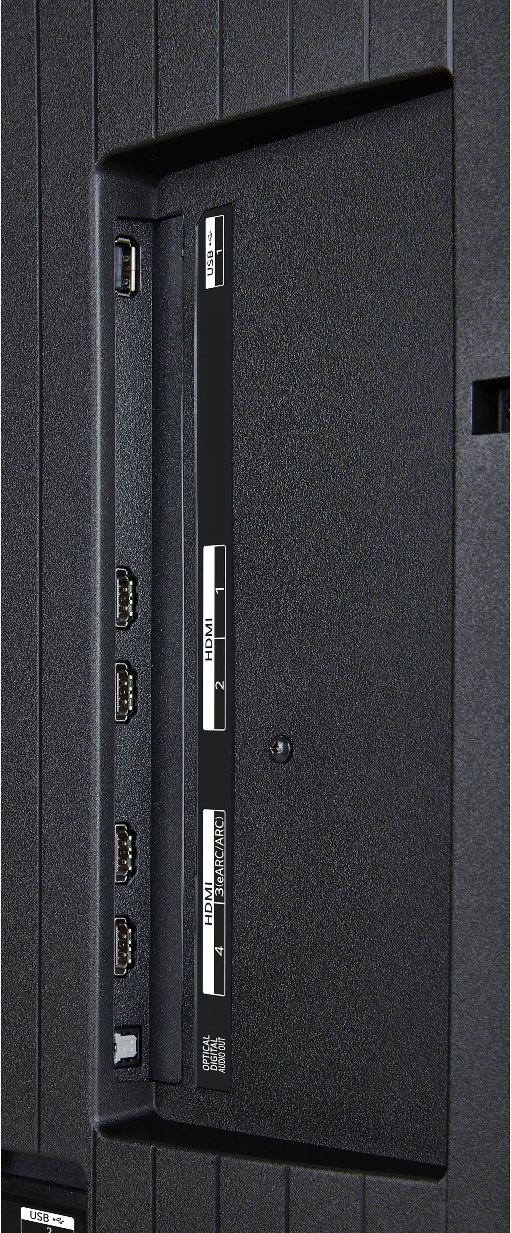 The text on the image reads: "USB, HDMI 1, HDMI 2 (eARC/ARC), HDMI 3 (Optical Digital Audio Out), USB."