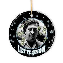 OrnamentallyYou - Dark Humor Let it Snow Christmas Ornament Pablo Escobar Meme Gift - Multi-colored