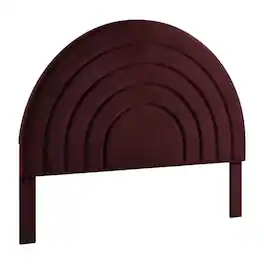 FurniFact - Arched Velvet Full Headboard in Soft Performance Fabric with Plush Design - Purple