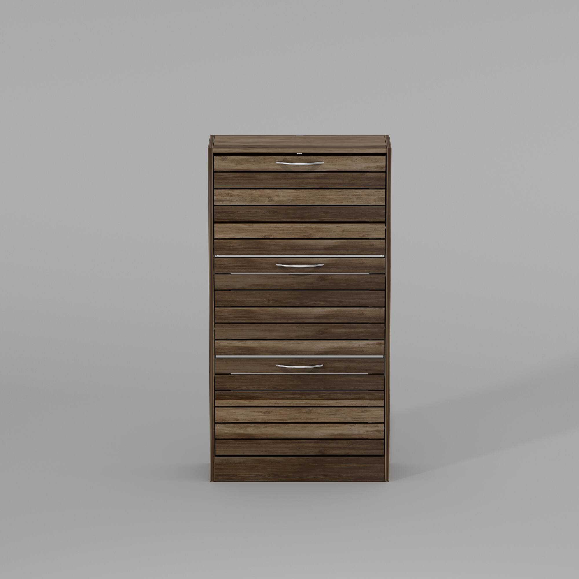 Front. Famapy - Famapy Farmhouse - Style Rustic Wood Shoe Cabinet – Flip - Down Drawers, Adjustable Shelves for Organized - Brown.