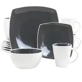 Gibson - Elite Soho Lounge 16 Piece Stoneware Dinnerware Set in Grey - Gray