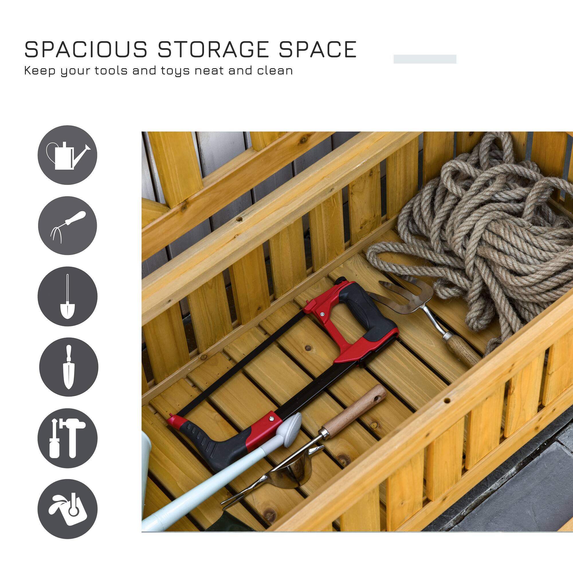 SPACIOUS STORAGE SPACE  
Keep your tools and toys neat and clean