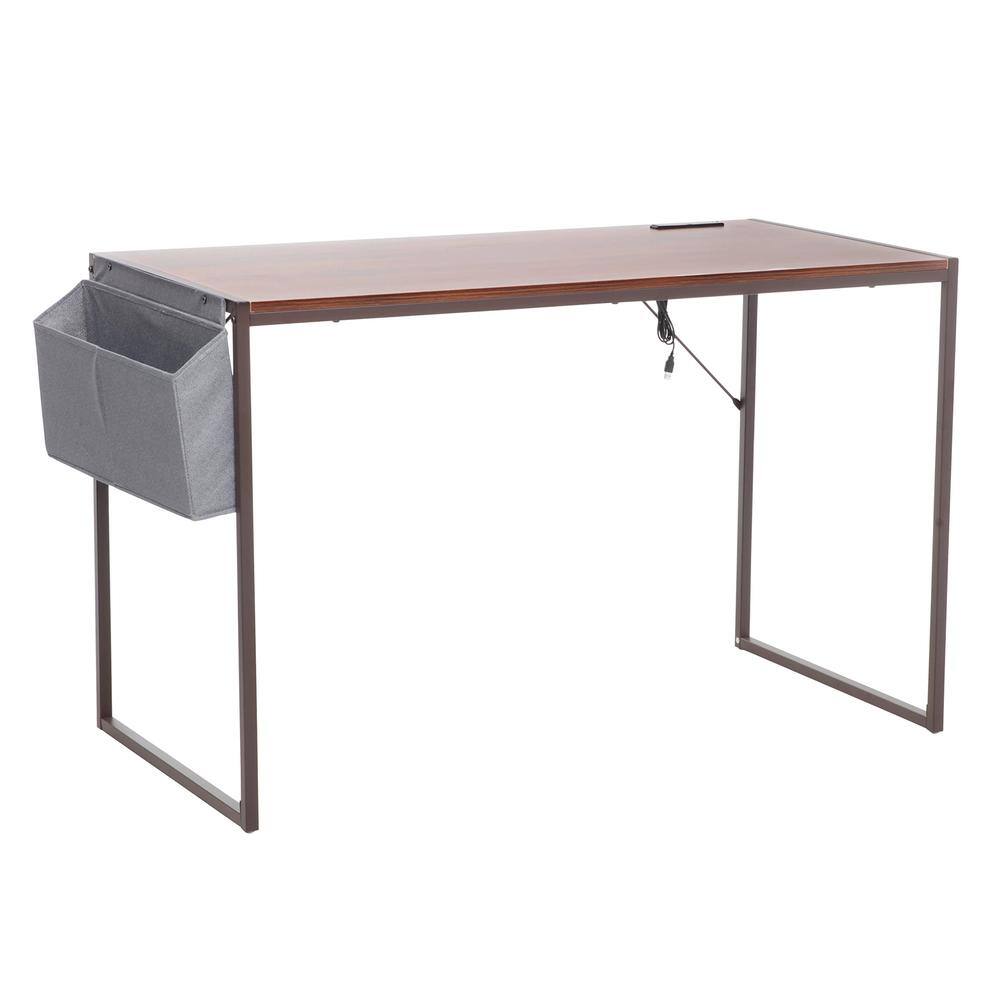 Alt View 3. JJS - Simple Style Writing Desk For Small Spaces - Brown.