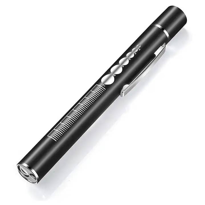 Cluzine - USB Rechargeable Medical Pen Flashlight, Dual White/Warm Light with Pupil Gauge