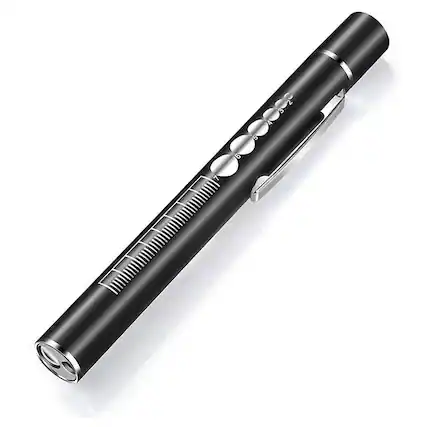 Front. Cluzine - USB Rechargeable Medical Pen Flashlight, Dual White/Warm Light with Pupil Gauge.