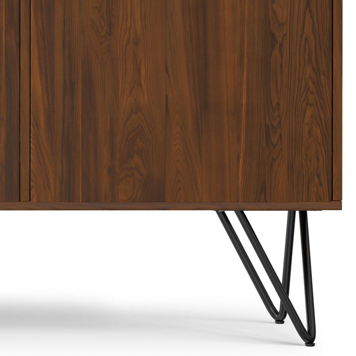 Alt View 5. Simpli Home - Hunter 3 Door Sideboard Buffet in Walnut Veneer - Walnut Veneer.