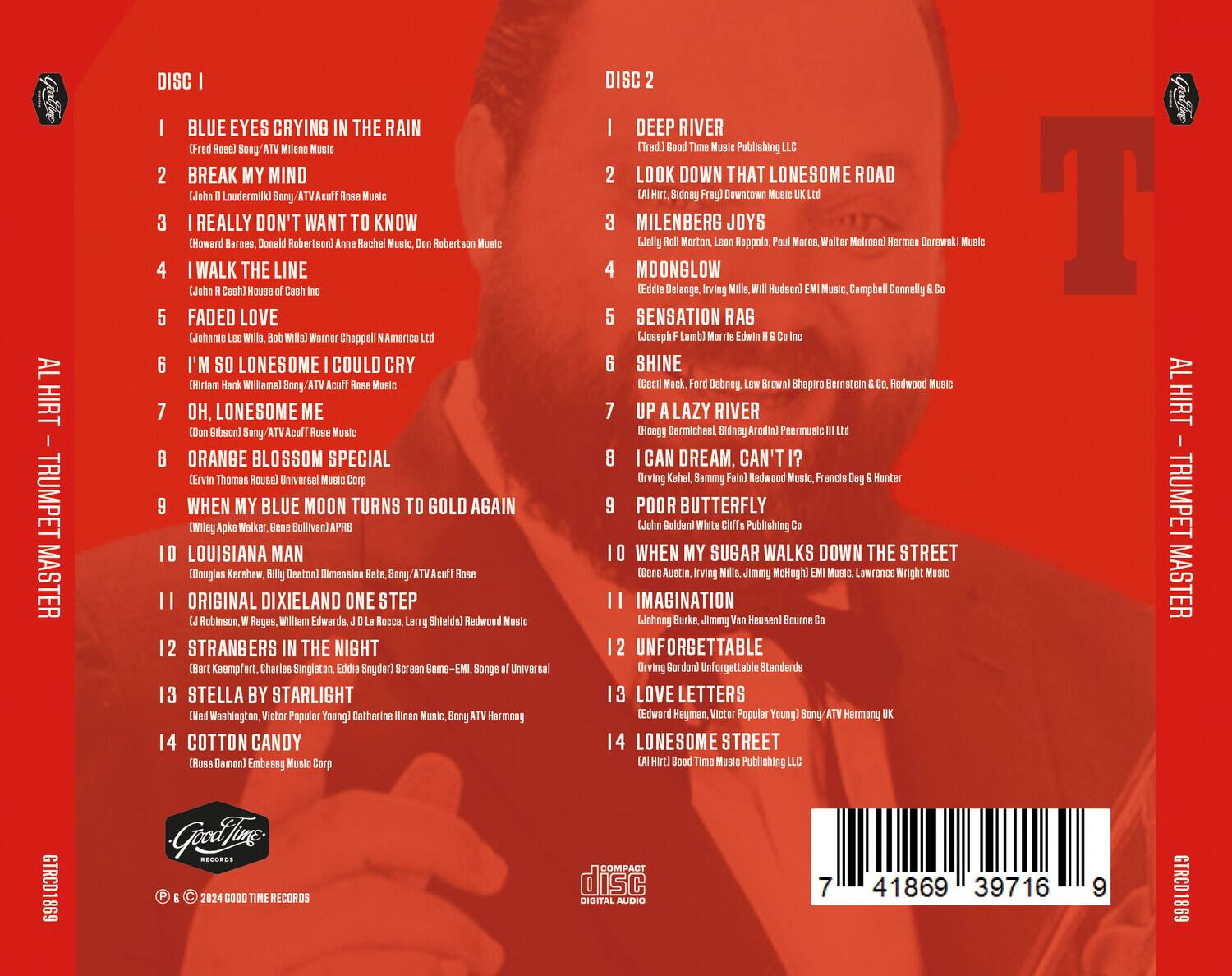 **Disc 1**

1. **Blue Eyes Crying in the Rain**  
   (Fred Rose Sony / ATV Milne Music)

2. **Break My Mind**  
   (John D. Loudmikj Sony / ATV Acuff Rose Music)

3. **I Really Don't Want to Know**  
   (Howard Barnes, Donald Robertson) Anne Rachel Music Ltd

4. **Walk the Line**  
   (John R. Cash) House of Cash Inc

5. **Faded Love**  
   (Johannie Lee Willis, Bob Willis) Warner Chappell America

6. **I'm So Lonesome I Could Cry**  
   (Hiram Hank Williams) Sony / ATV Acuff Rose Music

7. **Oh, Lonesome Me**  
   (Don Gibson) Sony / ATV Acuff Rose Music

8. **Orange Blossom Special**  
   (Thomas Rouse) ATV Acuff Rose

9. **When My Blue Moon Turns to Gold Again**  
   (Wiley Aka Walker, Gene Bullivan) APRS

10. **Louisiana Man**  
    (Douglas Kershaw, Billy Deaton) Dimension Gate, Sony

11. **Original Dix