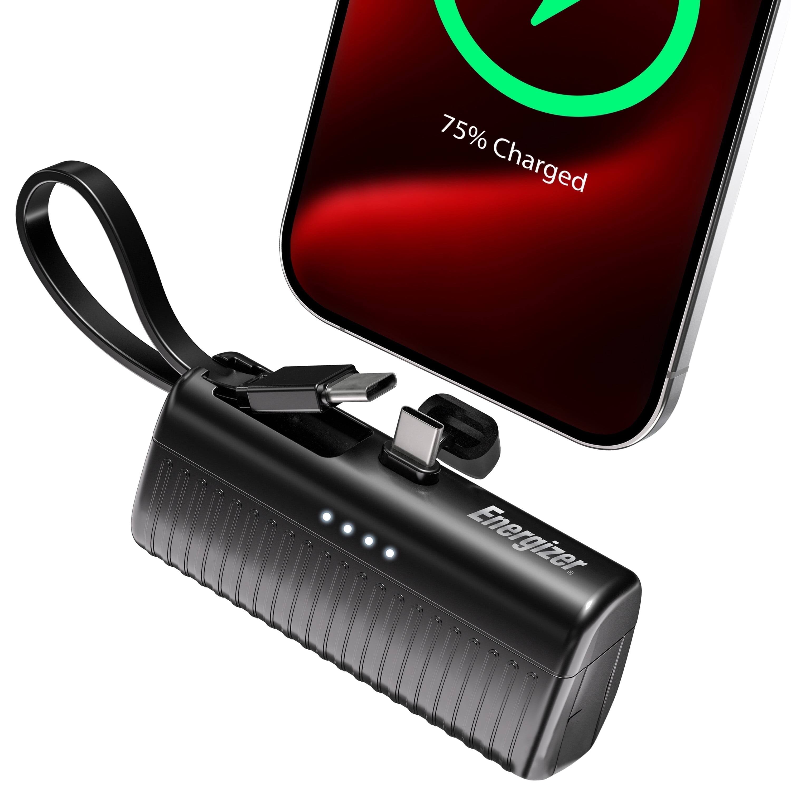 Energizer - 2-in-1 Portable Power Bank, 5000mAh, Built-in Type-C Connector & Kickstand - Black