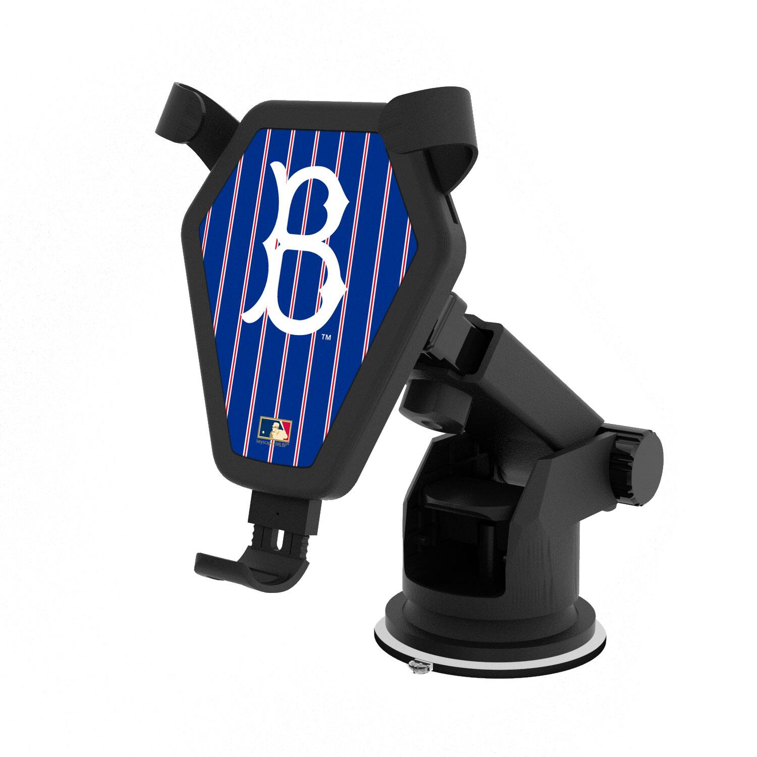 Front. Keyscaper - Brooklyn Dodgers Cooperstown Pinstripe Wireless Car Charger - Multicolor.