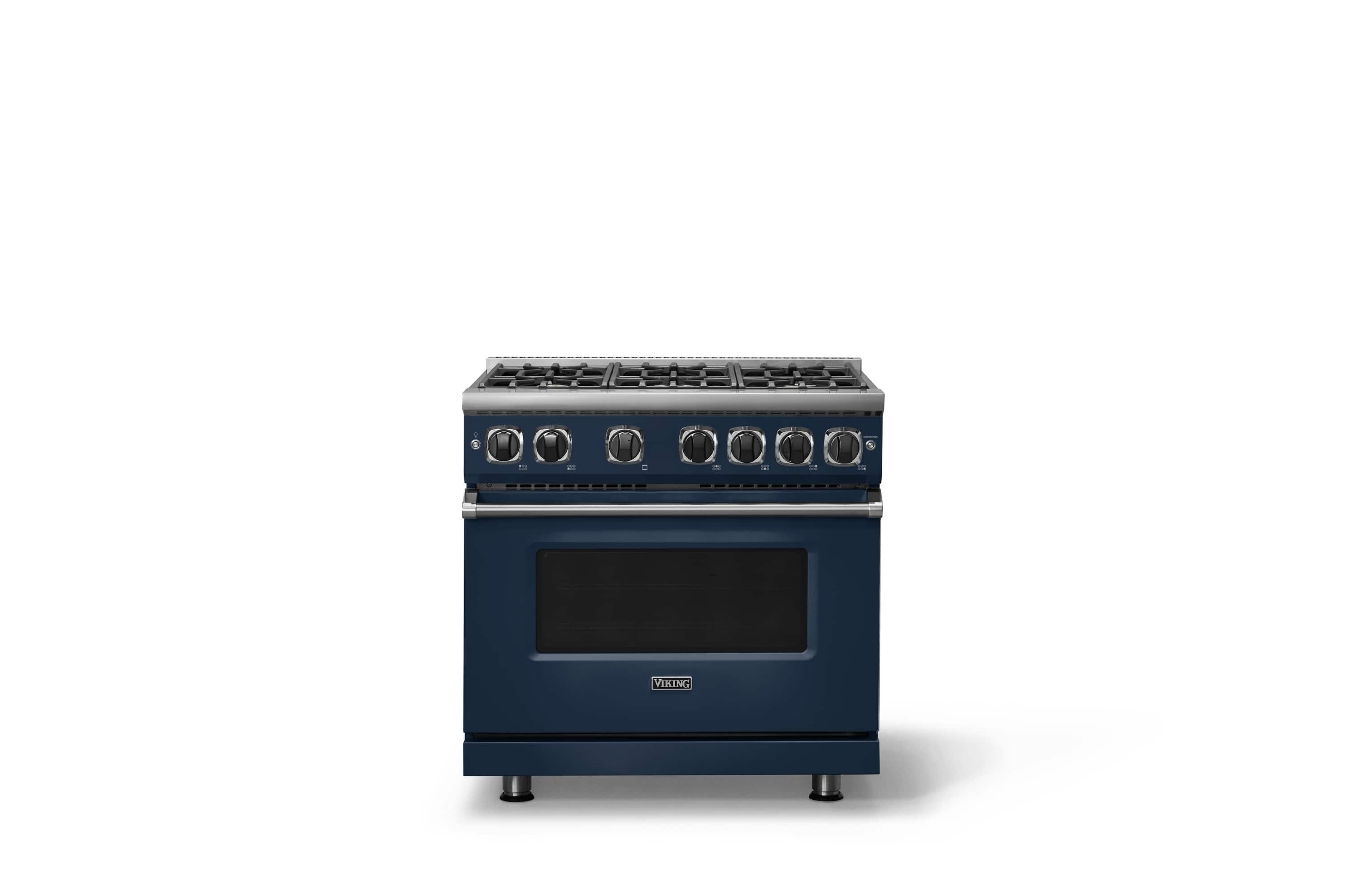 Viking - 36 in. Wide 6 Burner Pro 7 Series 5.6 Cu. Ft. Freestanding Sealed Burner Gas Convection Range - Slate Blue - Slate Blue