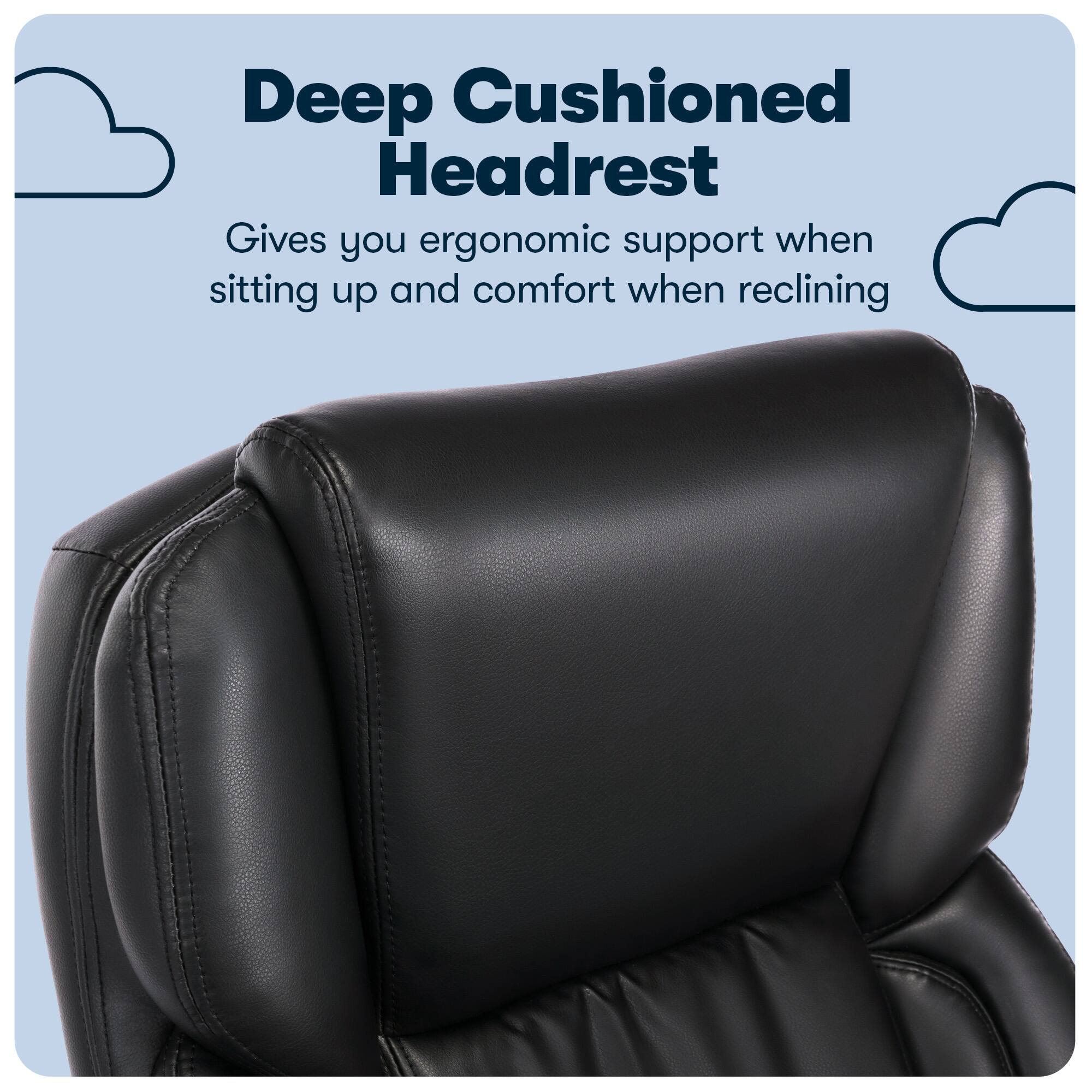Alt View 13. Serta - Ergonomic Executive Office Chair with Lumbar Support Cushioned Headrest Padded Arms Reclining Swivel Leather Garret - Space Black.