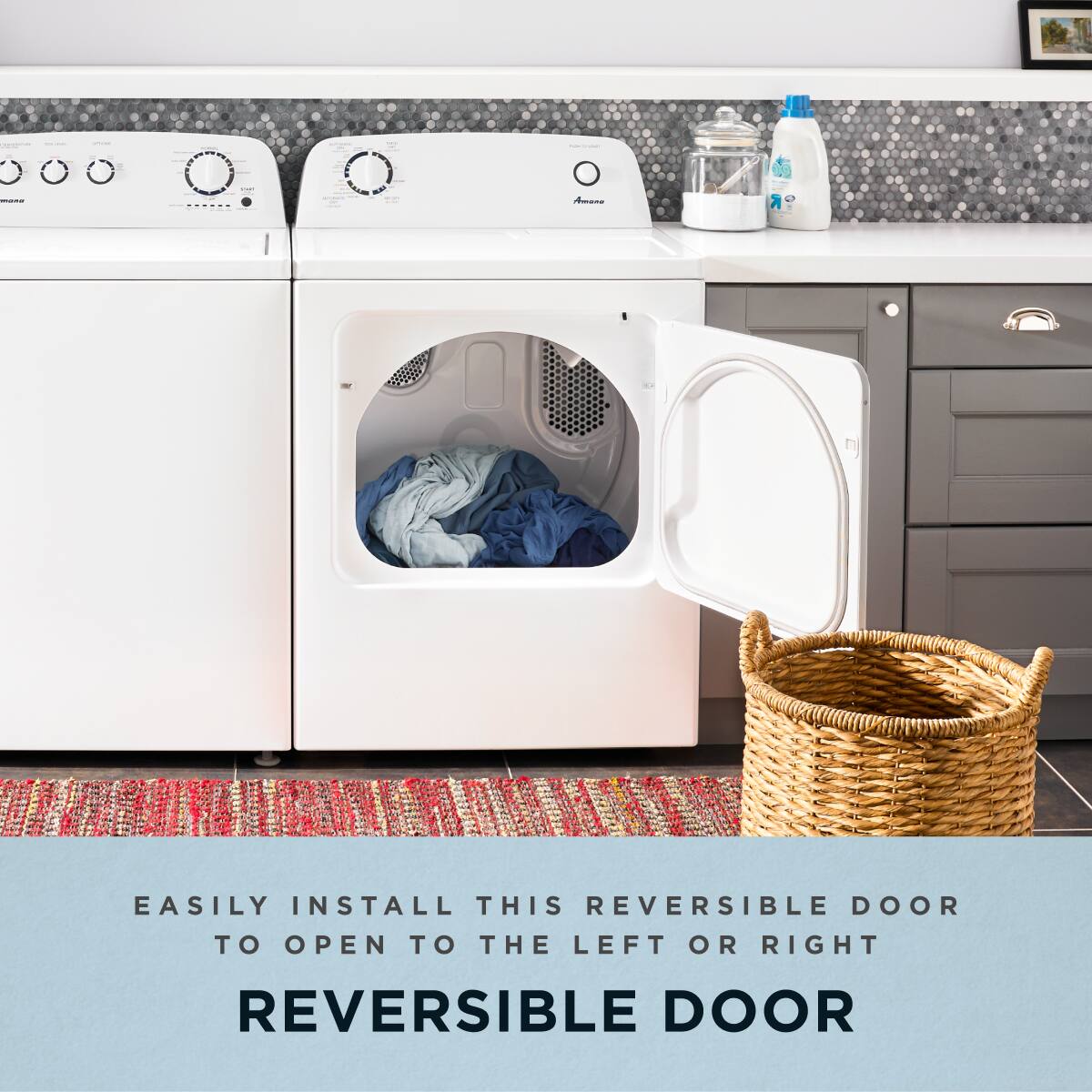 Easily install this reversible door to open to the left or right.  
Reversible door