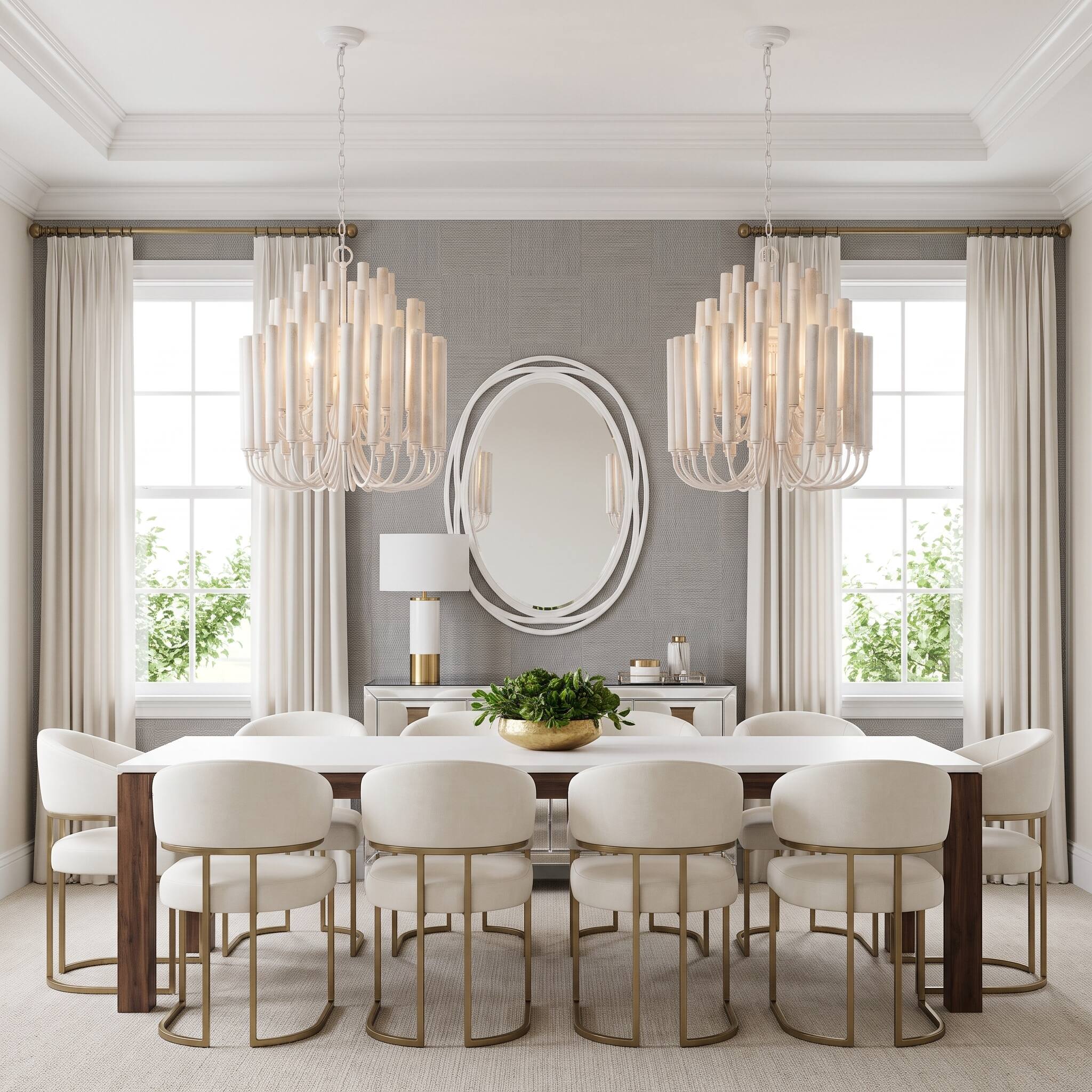 Angle. Parrot Uncle - 20" Modern 5-Light Off-White 3-Tier Wood Chandelier - Off-White.
