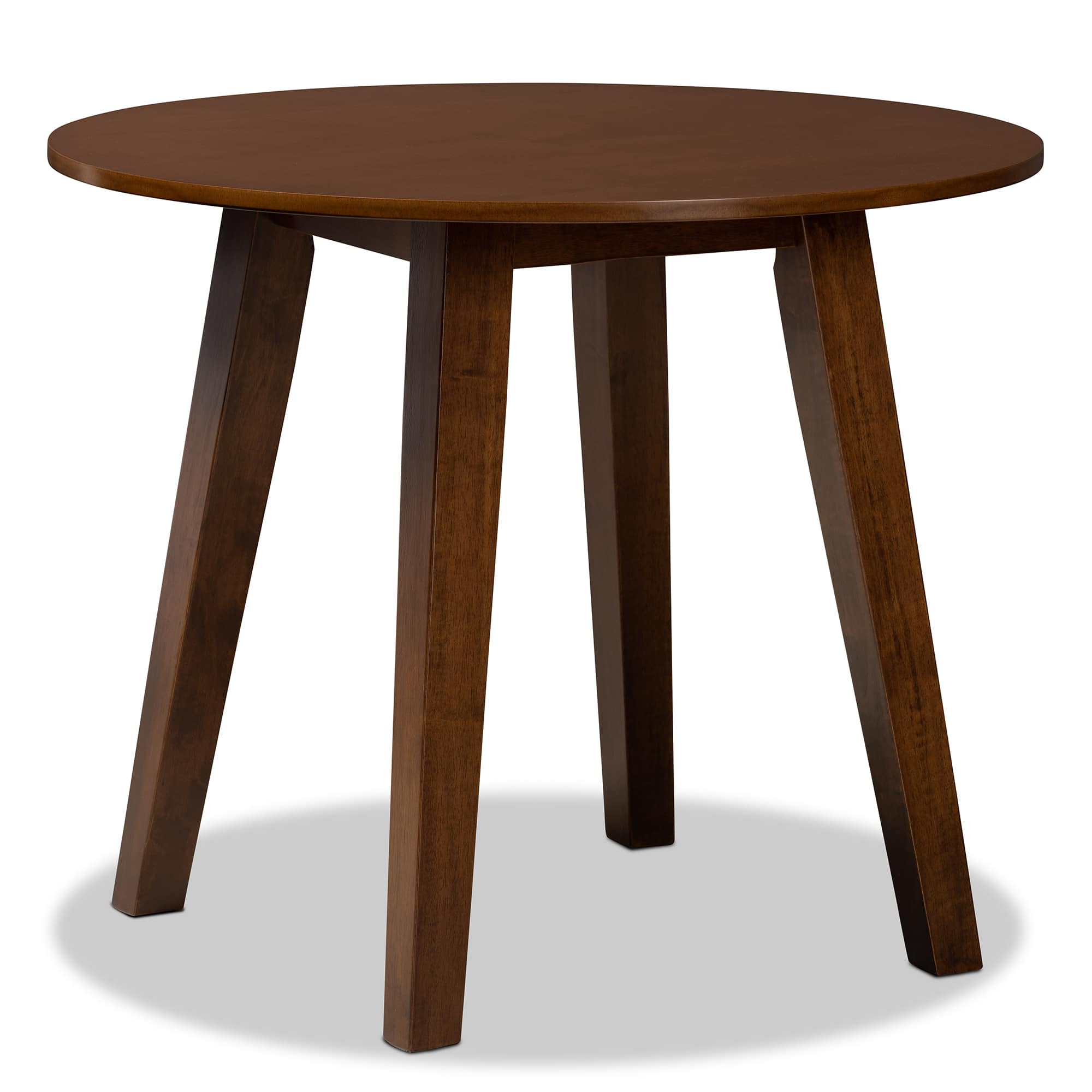 Baxton Studio - Ela Modern and Contemporary Finished 35-Inch-Wide Round Wood Dining Table - Walnut