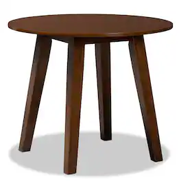 Baxton Studio - Ela Modern and Contemporary Finished 35-Inch-Wide Round Wood Dining Table - Walnut