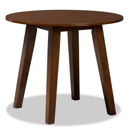 Front. Baxton Studio - Ela Modern and Contemporary Finished 35-Inch-Wide Round Wood Dining Table - Walnut.