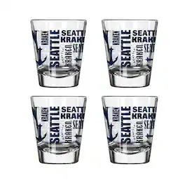 Logo Brands - Seattle Kraken 4-Pack 2oz. Shot Glass Set - Multicolor