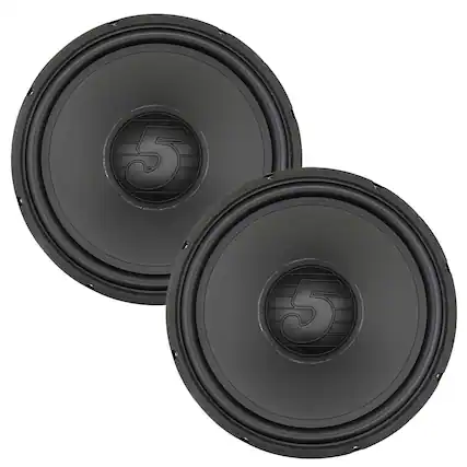 Front. 5 CORE - 5 Core 15 Inch Woofer Pair 500W Car Subwoofer 4Ohm Replacement Deep Sub w Poly Cone - Black.