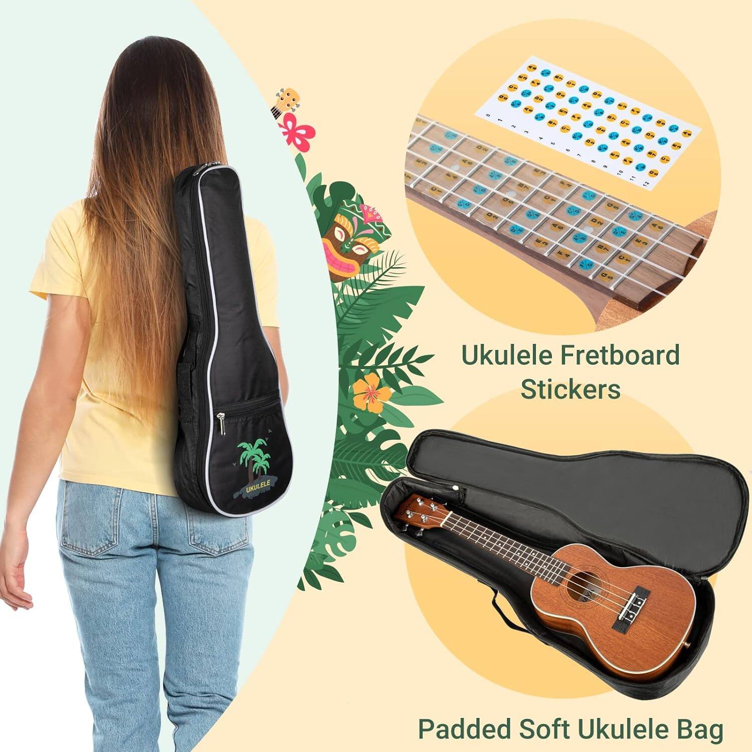 7 Fret Ukulele Fretboard Stickers  
Ukulele - Padded Soft Ukulele Bag
