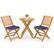Front. Costway - 3 PCS Acacia Wood Patio Bistro Set Folding Table & Chairs Set with Cushions - Natural,Navy.