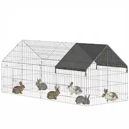 Pawhut - Chicken Coop with Cover for Backyard Small Animals Duck Rabbit - Black