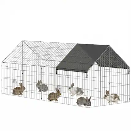 Front. Pawhut - Chicken Coop with Cover for Backyard Small Animals Duck Rabbit - Black.
