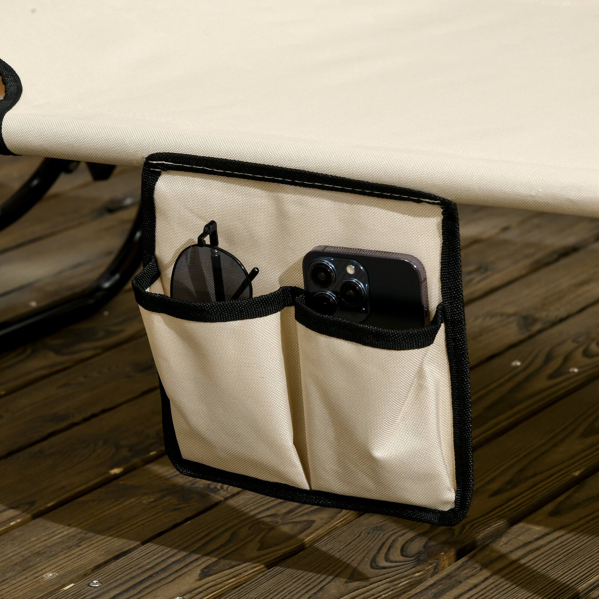 Alt View 8. Outsunny - Lounge Pool Lounge Chairs Set of 2, Outdoor Sun Tanning Chairs, Reclining Back - Tan.