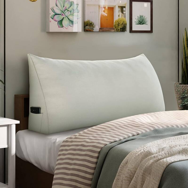Alt View 1. wowmax - Twin Size Wedge Headboard Pillow - Large Bed Rest Pillow with Removable White Cover for Reading and Back Support - White.