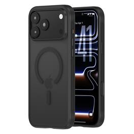 Dteck - For Apple iPhone 18 Pro Rugged Case Shockproor Frosted Translucent Skin-Friendly Cover Compatible with Magsafe - Black