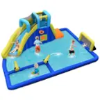Front. Costway - Inflatable Water Slide Bounce House Climbing Wall without Blower - Multicolor.