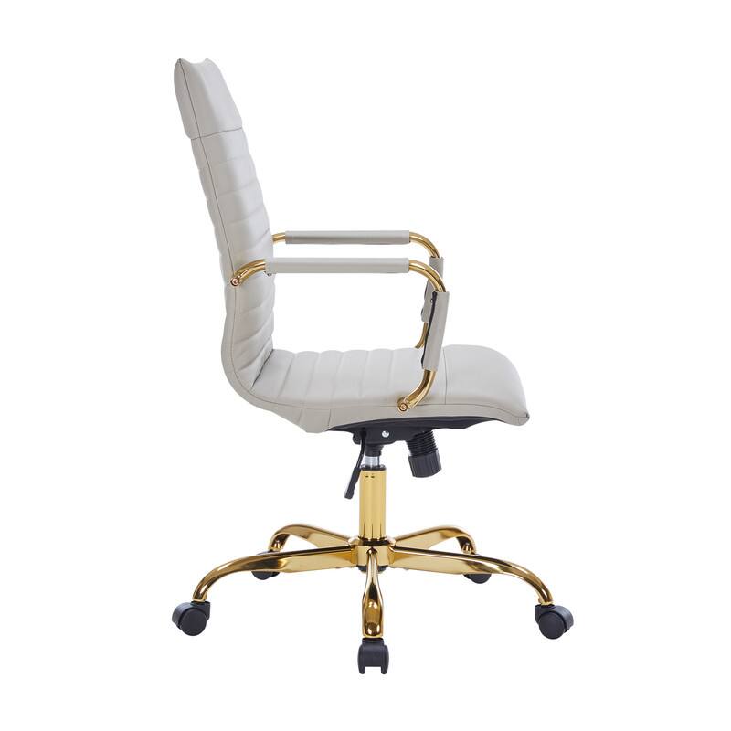 Alt View 4. LeisureMod - Harris Ergonomic High-Back Office Chair Leather Upholstery, Adjustable Swivel, Tilt, and Gold Stainless Steel Frame - Tan.