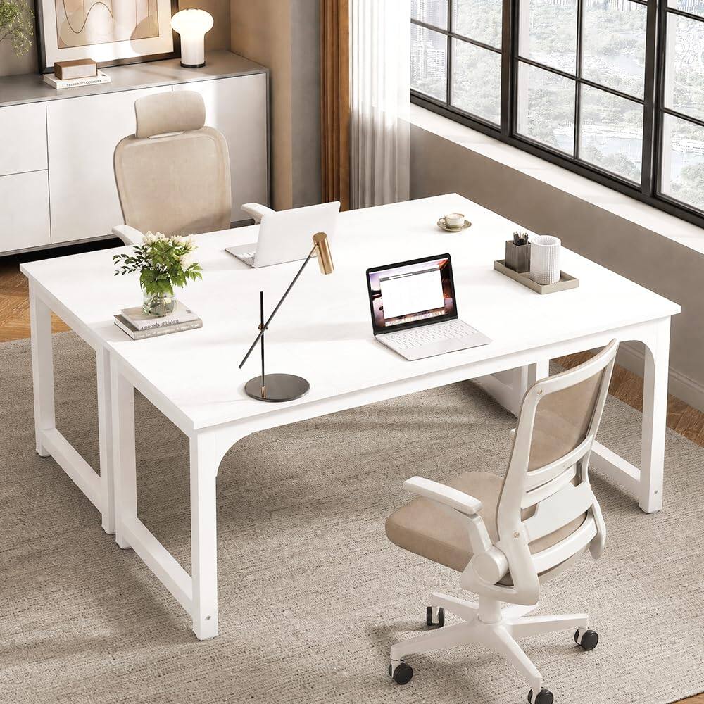 Alt View 3. Tribesigns - 70.8" Large Computer Desk, Modern Home Office Desk, White - White.
