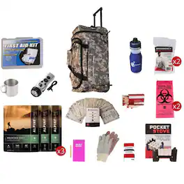 JupiterGear - WSK 3-Day Food Storage Emergency Survival Kit with Rolling Bag - Camouflage