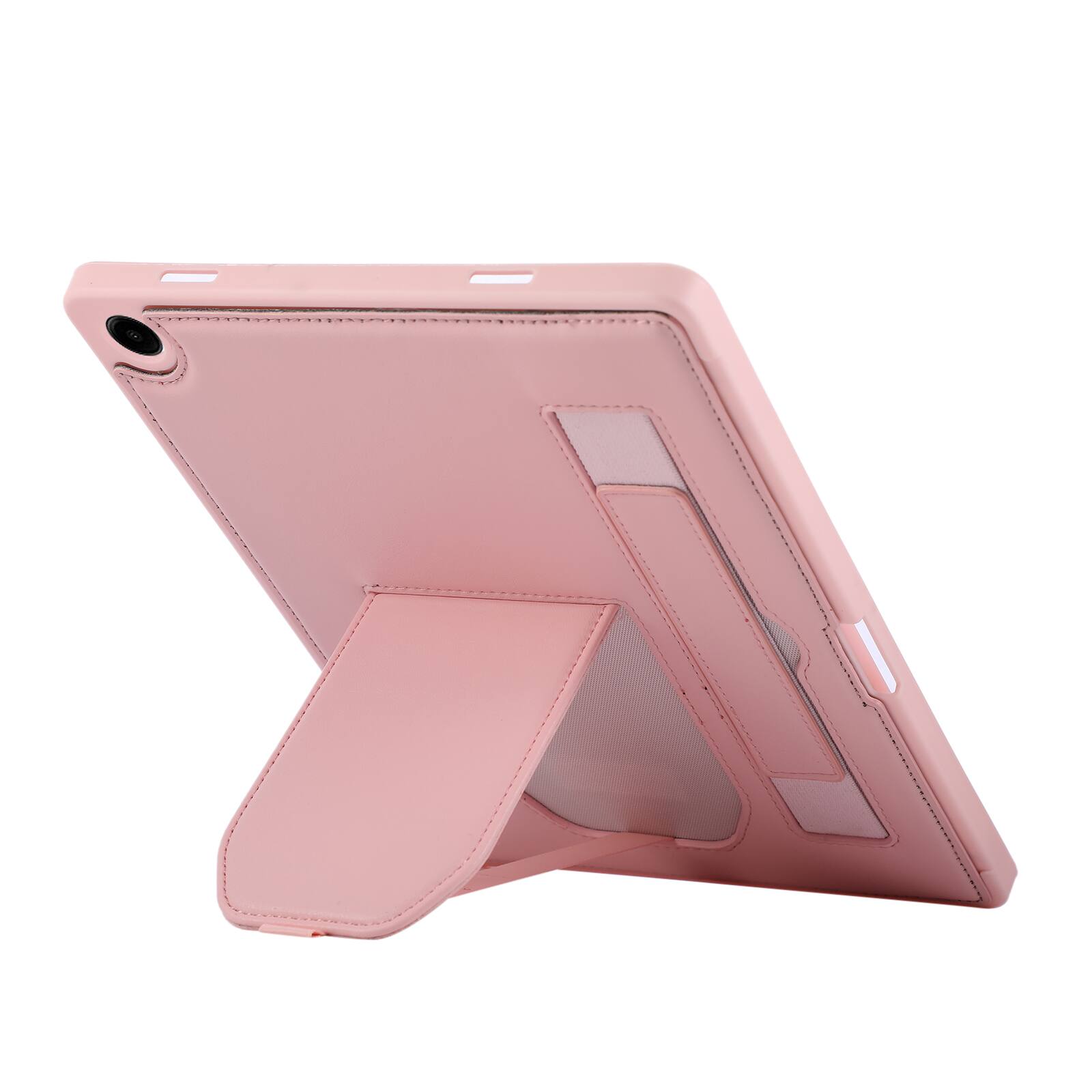 Back. UUCOVER - Case for Samsung Galaxy Tab A11+ 11-inch 2025 (SM-X230/X236/X238) Shockproof PU Leather Hand Strap Kickstand Cover - Pink.