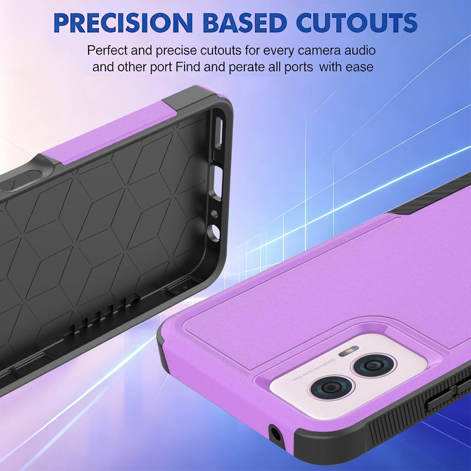 PRECISION BASED CUTOUTS  
Perfect and precise cutouts for every camera, audio, and other port. Find and operate all ports with ease.