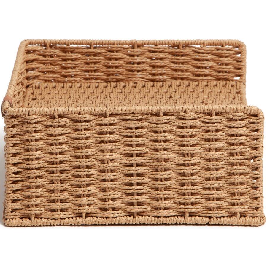 Left. U Brands - U Brands Woven Paper Tray 12.60" Height x 9.70" Width x 4.60" Depth Sturdy Brown - Brown.