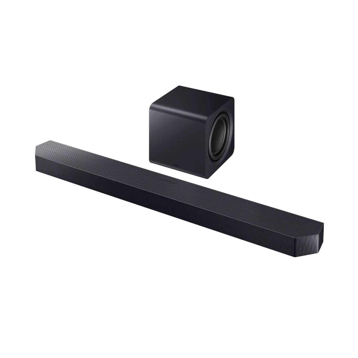 Left. Samsung - Samsung HW-Q900F 7.1.2 Ch Q-Series Soundbar and Subwoofer - Black.