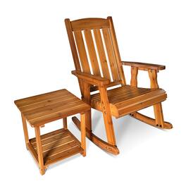 Fortune Candy - Wooden Rocking Chair with Comfortable Backrest Inclination, with table - Brown
