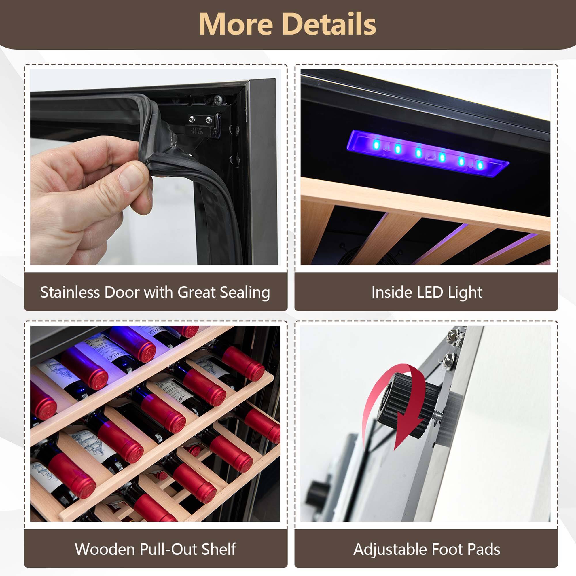 More Details

- Stainless Door with Great Sealing
- Inside LED Light
- Wooden Pull-Out Shelf
- Adjustable Foot Pads