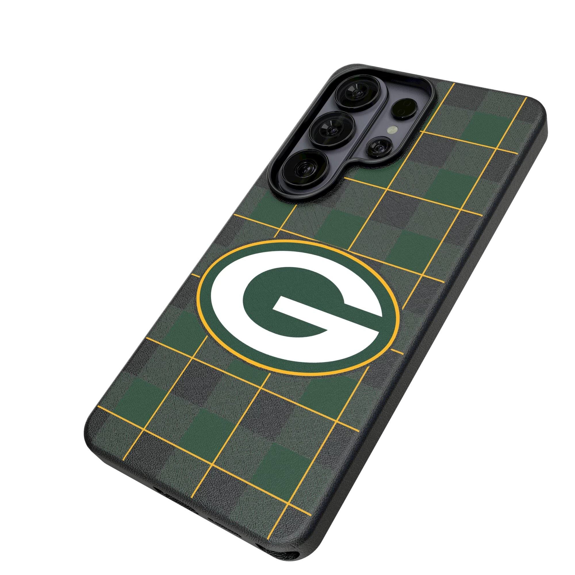 Alt View 1. Keyscaper - Green Bay Packers Plaid Galaxy Magnetic Bump Case - S24 - Black.