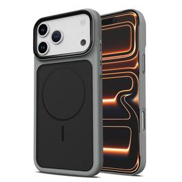 Dteck - for Apple iPhone 17 Pro Max Magnetic Case,Tech Fabric Texture Back Non-Slip PC+TPU Hybrid Frame Shockproof Phone Cover - Grayblack