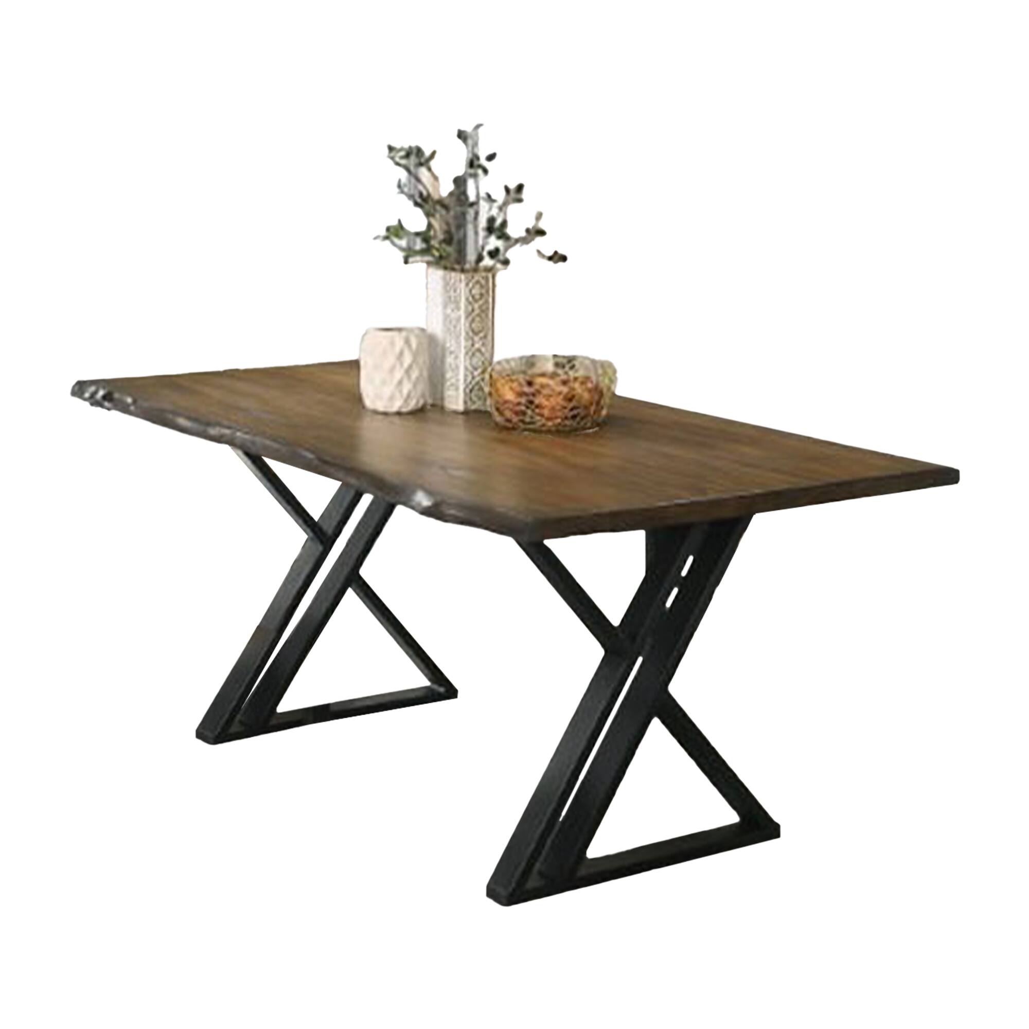 Alt View 3. Manhattan Lane - Reby 7pc Dining Table and Chair Set, Rustic Black Metal, Oak Brown - Black, Oak Brown.