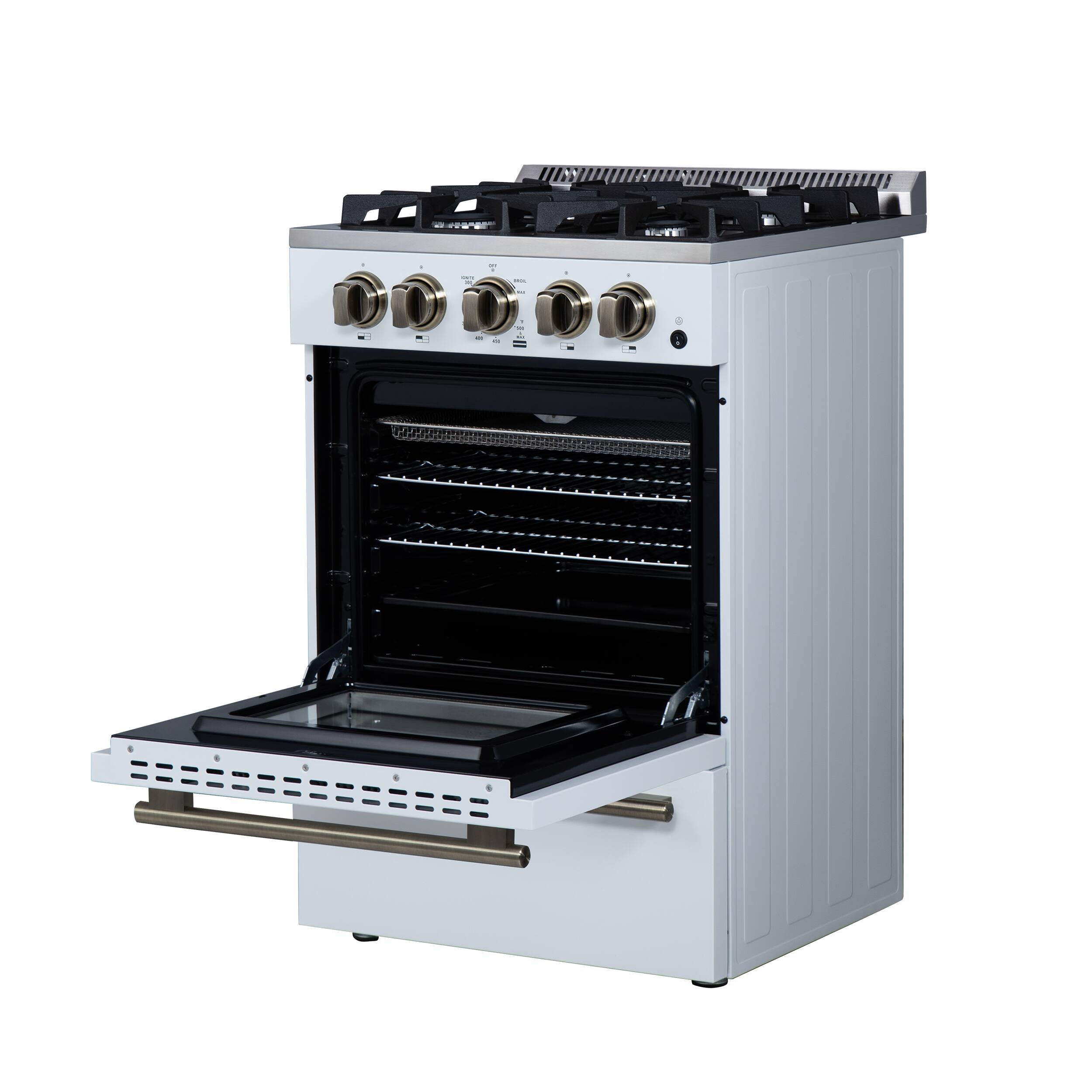 Alt View 2. Forno Appliances - Breno 2.3 Cu. Ft. Freestanding Gas Range with Antique Brass Accents - White.