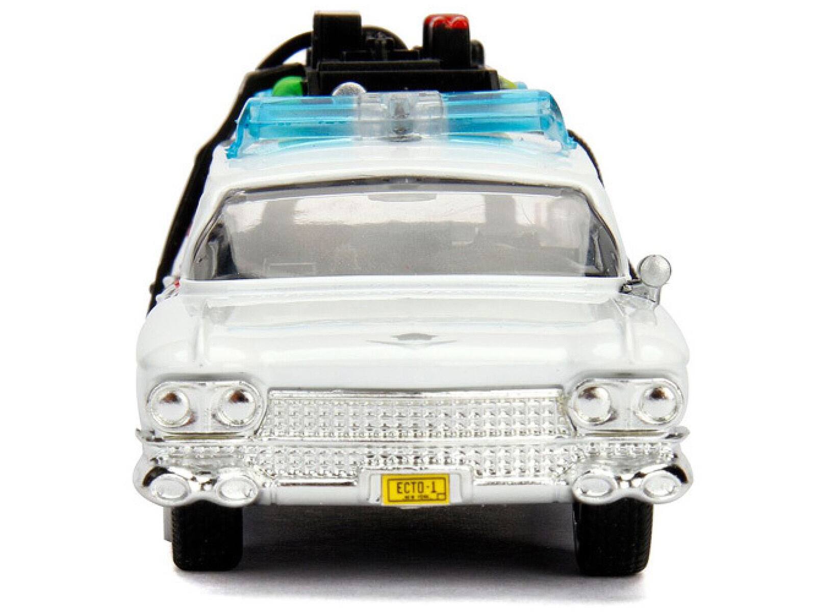 Alt View 1. Jada - Cadillac Ambulance Ecto-1 from "Ghostbusters" Movie "Hollywood Rides" Series 1/32 Diecast Model Car by Jada - White, Red.