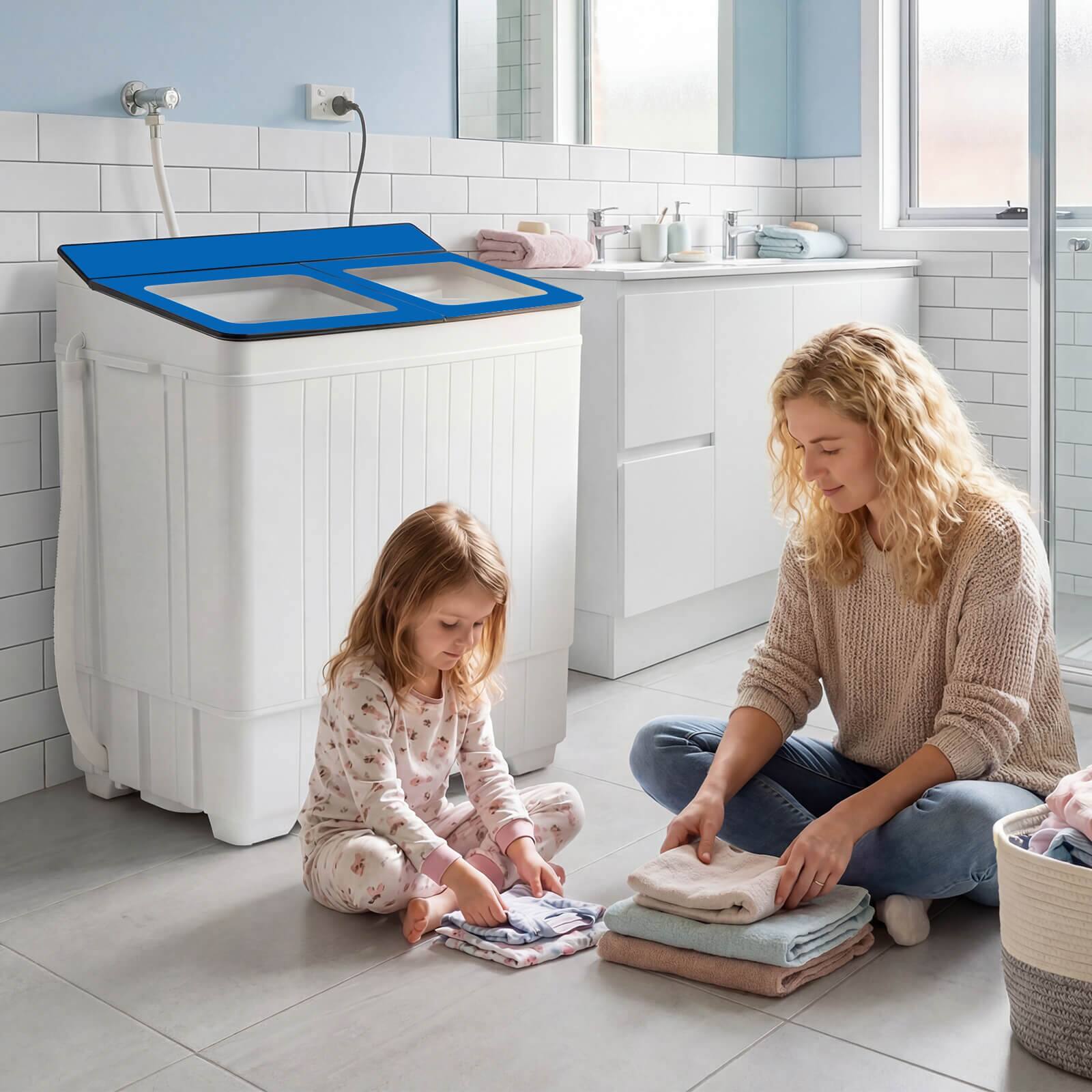 Alt View 1. Costway - Costway Portable Washing Machine with 18 LBS Washer 8 LBS Spinner Combo Twin Tub Washer - Blue & White.